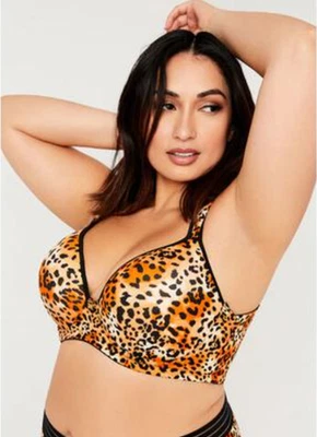 Sujetador Ashley Stewart Plunge Butterfly Charm Talla 40DD NUEVO Estampado Animal Foto 1 de 4