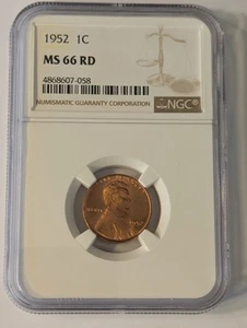 Lincoln Wheat Cent 1952 NGC MS66RD PHILADELPHIA - Imagen 1 de 2