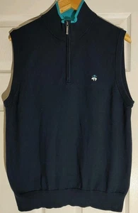 Herren Brooks Brothers Pullover Weste marineblau 1/4 Reißverschluss Pullover-Large neu mit Etikett - Bild 1 von 5