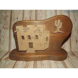Mesa de mesa de imagen del suroeste firmada y fechada 3 d en capas de madera maciza - Imagen 1 de 4