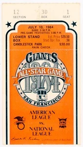 Boleto All Star Game 1984 Candlestick Park ¡EXCELENTE estado!! - Imagen 1 de 2