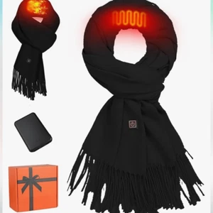 Qdreclod Electric Heated Scarf Unisex Rechargeable Black with Battery Fringe New - Picture 1 of 3