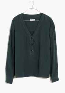 MADEWELL SIZE XXS Lightspun Cotton Gauze V Neck Blouse Top NC803 - Picture 1 of 4