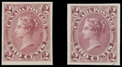 1864 CANADA-CENTS ISSUES, QUEEN VICTORIA 2C, TWO TRIAL PROOFS ON INDIA, U.#20TC - Image 1 of 2