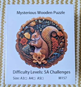 Unique Deluxe Wooden Squirrel 3D Jigsaw Puzzle Size A5 100% Unique Shaped Pieces - Picture 1 of 2