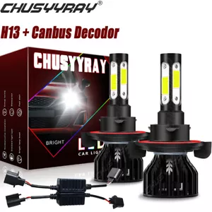 H13 9008 4side LED Headlight Kit Hi-Lo Bulb+Resistor Canbus Decoder Anti Flicker - Picture 1 of 11