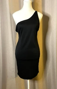 Missguided Dress NWT Black Womens Size 10 Double Strap One Shoulder Mini Party - Picture 1 of 9