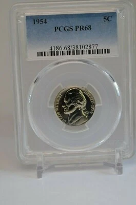PR68 1954 JEFFERSON NICKEL PCGS GRADED 5C PROOF RARE CLEAN COIN UNCIRCULATED - Image 1 of 4