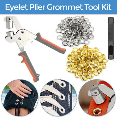 Occhiello Pinza Punzone Attrezzo Fai Pelle Arte Kit Argento Oro Foro Creazione - Immagine 1 di 4