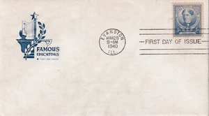 USA 1940 5 FIRST DAY COVERS, FAMOUS EDUCATORS CACHET #2 - Picture 1 of 5