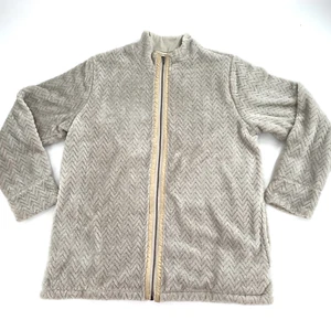 Soft Surroundings Silver Peak Womens Jacket Fleece Metallic Winter White Size M - Picture 1 of 10