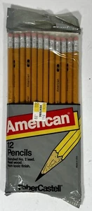 Vintage American Lead Pencil Faber Castell Pack of 12 No. 2 Medium Soft Black  - Picture 1 of 5