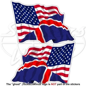 USA United States America-ICELAND American-Icelandic Flying Flag 12cm x2 Sticker - Picture 1 of 1