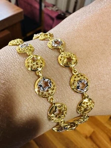 22K 916 Solid Dubai Gold Star Bracelet fits 7.5” S-M 8mm 9.2grams - Picture 1 of 24