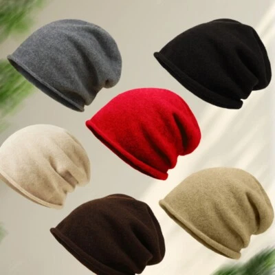 Gorro 100 % cachemir para mujer cálido suave tejido holgado gorros lana gorra sombrero BUENO Foto 1 de 4