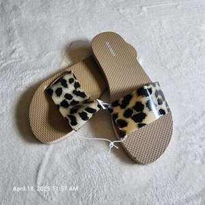 Old Navy Jelly Flip Flop Slide Sandals Womens 8/L Animal Print Brown Leopard NWT - Imagen 1 de 5