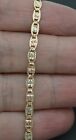 Real 10k Tri-Color Gold 3.5mm Valentino link Diamond Cut Bracelet 7" 