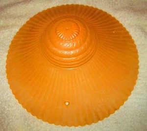 Vintage Hanging Glass Shade Art Deco 3 hole ceiling light pink peach ribbed 11" - Picture 1 of 7