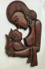 Stunning Asian look Mom and Baby wooden wall hanging