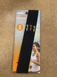 Paquete de 3 diademas deportivas activas AVIA, negras, talla única para la mayoría, fitness, correr - Imagen 1 de 2