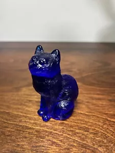 Modellino vintage in vetro Mosser gatto scuro scorie blu cobalto marchio del produttore - Foto 1 di 3