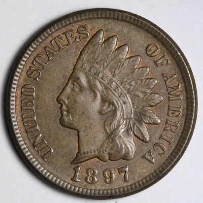 1897 Indian Head Cent Penny BU *UNCIRCULATED* MS E168 JRNB - Image 1 of 2
