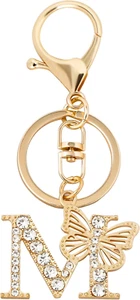 Initial Keyrings for Women Keyring with Butterfly Decor Alphabet Initial Letter - Picture 1 of 11