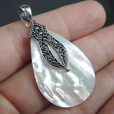 Gioielli pendenti in argento sterling 925 con piccola madreperla a goccia,... - Immagine 1 di 4