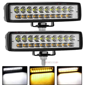 2X 6 pulgadas LED barra de luz de trabajo punto de inundación conducción lámpara antiniebla doble color blanco y ámbar - Imagen 1 de 10