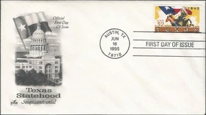 Scott 2968 FDC - 32 cent - Texas Statehood - 1995 - Art Craft - FDOI - Picture 1 of 2