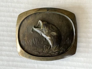 Vintage SL Ritter Skulptur massive Bronze großer Mund Bass Gürtelschnalle - Bild 1 von 6