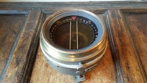 1930'S VINTAGE BRASS LARGE AIRCRAFT COMPASS - RAF BOMBER ETC - WORKING ORDER - Picture 1 of 12