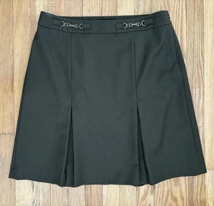 Talbots Army Olive Green Wool Blend Pleated A-Line Mini Skirt Size 12P - Picture 1 of 9