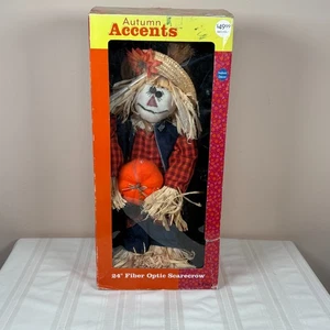 24" Fiber Optic Scarecrow Window Holiday Décor Cloth And Straw New In Box - Picture 1 of 7