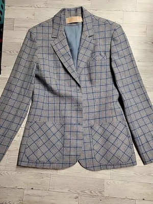 Vtg Pendleton Blazer Jacket 8 Womens Prince of Wales Gray Blue Virgin Wool USA - Image 1 of 4