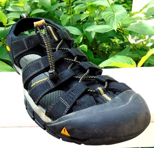 KEEN ANATOMICAL FOOTBED MENS BLACK YELLOW slingback SANDALS Toe Protect SHOE~16 - Picture 1 of 6