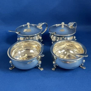 Antique Hallmarked Sterling Silver Cruet Set Collection - 313g Without Glass - Picture 1 of 19