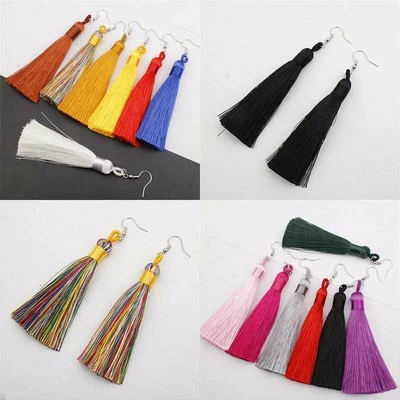 Long Tassel Dangle Boho Earrings For Women Fringe in Large Variation of Colours - Image 1 of 4