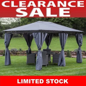 GAZEBO 3X4 MTR BEXLEY GREY PU COATED SHOWERPROOF CANOPY PAVILION - Picture 1 of 2