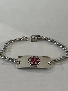 - Medical Alert ID Bracelet Diabetic Engraved Bracelet New Free Shipping - Picture 1 of 8