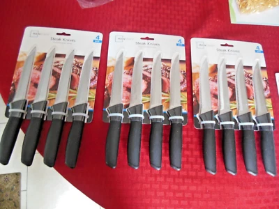 Mainstays * Juego de 12 piezas de carne dentada * Acero inoxidable * Negro * Envío gratuito Foto 1 de 4