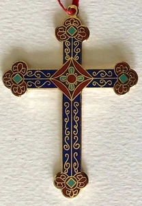1997 Classic Cross Hallmark Keepsake Enamel Cloisonné Ornament Easter Pendant - Picture 1 of 4
