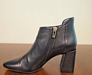 Stivaletto Via Spiga Nero Pelle Blocco Caviglia Tacco 6 M Cerniera Oro - Foto 1 di 22