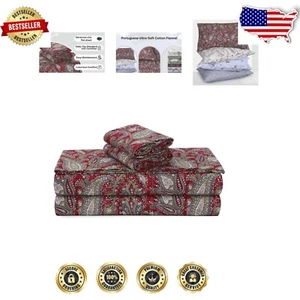 Ultra-Soft 100% Cotton Flannel Queen Sheets - Extra Deep Pocket, Natalia Paisley - Picture 1 of 9