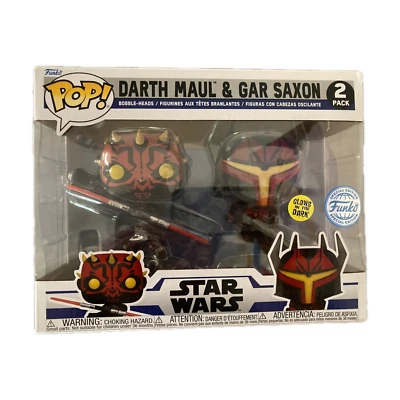 Star Wars Clone Wars DARTH MAUL & GAR SAXON Glow Pop Vinyl! BNIB, RARE! - image 1 of 4