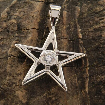 1 Ct Round Cut Simulated Diamond Star Necklace Pendant 18" 925 Sterling Silver - Image 1 of 4