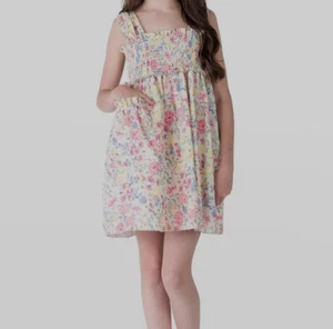 $175 Zoe Girl's Green Floral Ruffled Squared Neck Fit & Flare Dress Size 14 - Picture 1 of 3