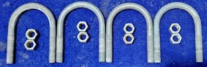 Lot of 4 3/8 x 4L x 2 1/2W Galvanized Coarse Thread U-Bolt with Nuts - Picture 1 of 3