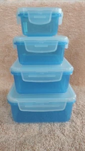 Lock&Lock 4 Dosen in Capri blau 180 ml - 1,2L Dosen... Nestbar... Quadratisch. - Bild 1 von 2