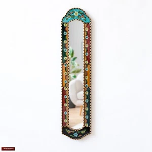 Long Narrow mirror wall art 35.8"H, Antique Gold Wood Framed Wall Accent Mirrors - Picture 1 of 6